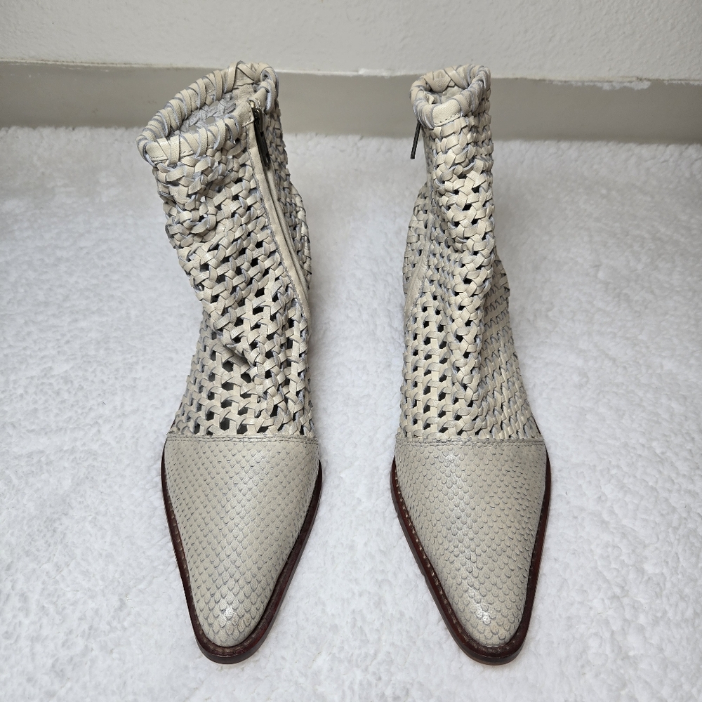 Free People Woven Cream Ankle Booties - Picture 7 of 13